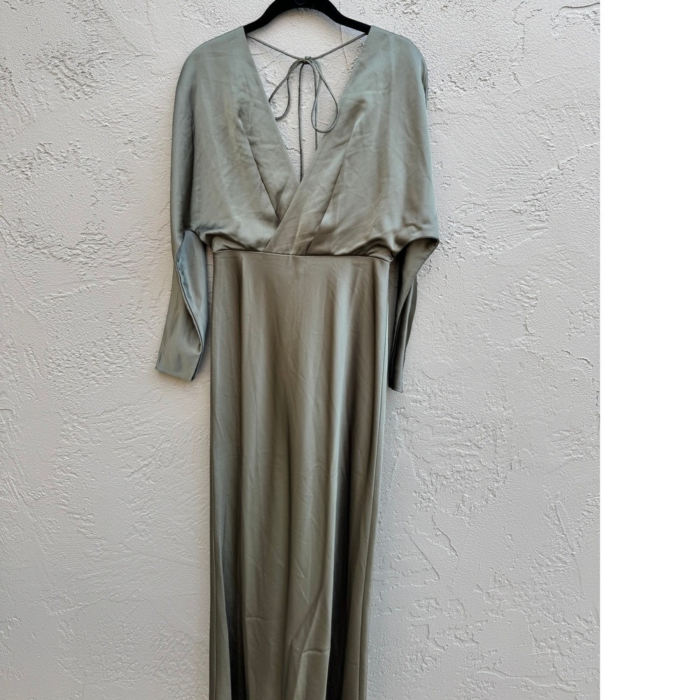 Significant Other NEW Women Sage Draped Deep VNeck Maxi Dress SZ 4 Wedding Glam - Picture 8 of 9